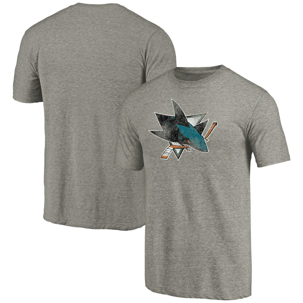 San Jose Sharks Distressed Team Logo Tri-Blend T-Shirt - Ash T-shirts