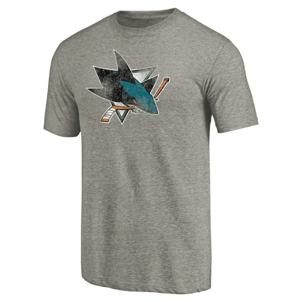 San Jose Sharks Distressed Team Logo Tri-Blend T-Shirt - Ash T-shirts