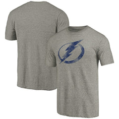 Tampa Bay Lightning Distressed Team Logo Tri-Blend T-Shirt - Ash T-shirts