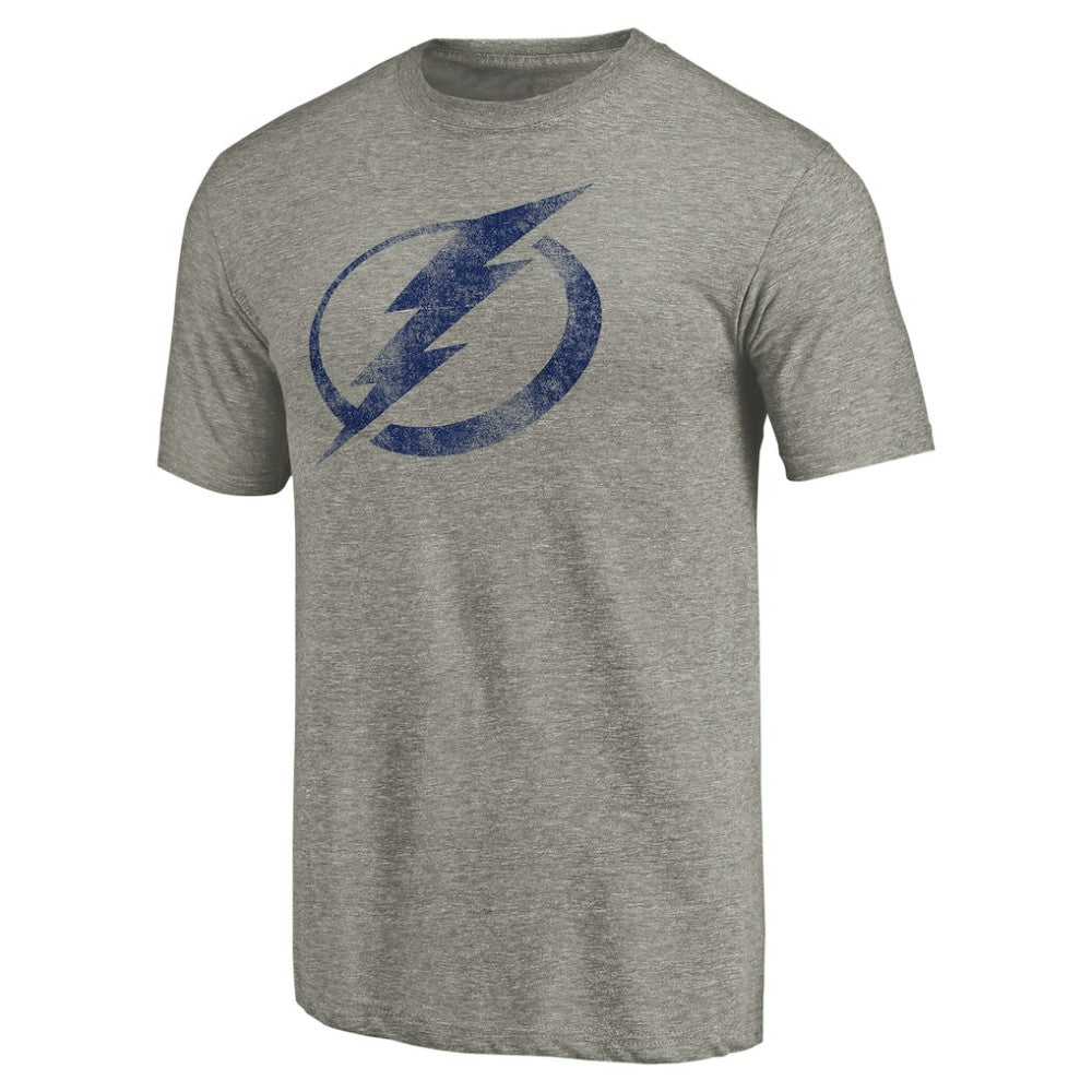 Tampa Bay Lightning Distressed Team Logo Tri-Blend T-Shirt - Ash T-shirts