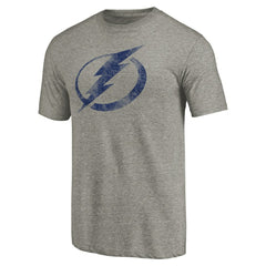 Tampa Bay Lightning Distressed Team Logo Tri-Blend T-Shirt - Ash T-shirts