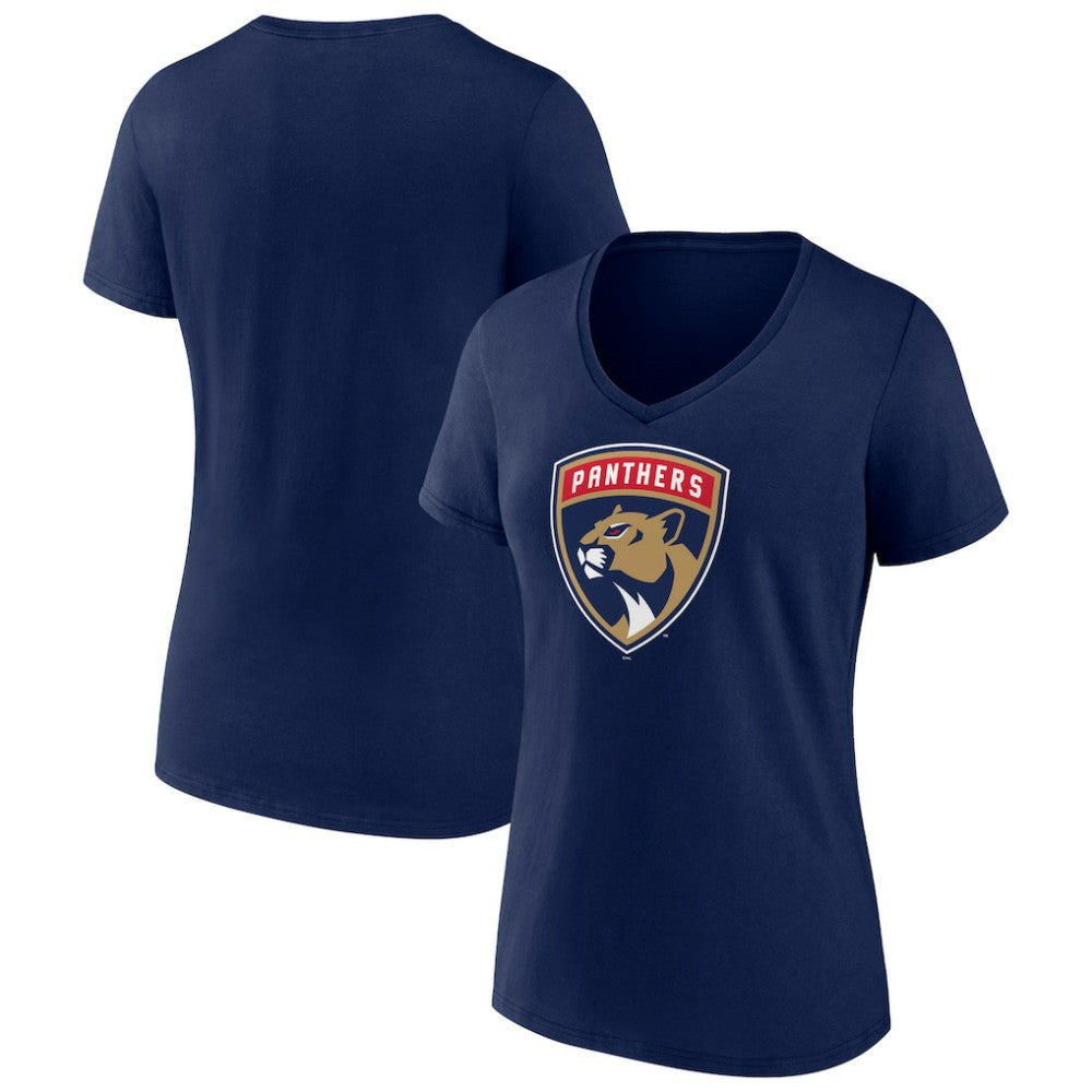 Florida Panthers Women's Primary Logo V-Neck T-Shirt - Navy T-shirts