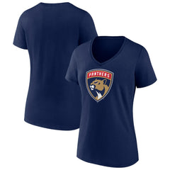 Florida Panthers Women's Primary Logo V-Neck T-Shirt - Navy T-shirts