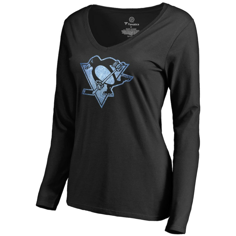 Pittsburgh Penguins Women's Pond Hockey Long Sleeve T-Shirt - Black T-shirts