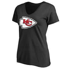 Kansas City Chiefs Women's Primary Team Logo V-Neck T-Shirt - Black sale
