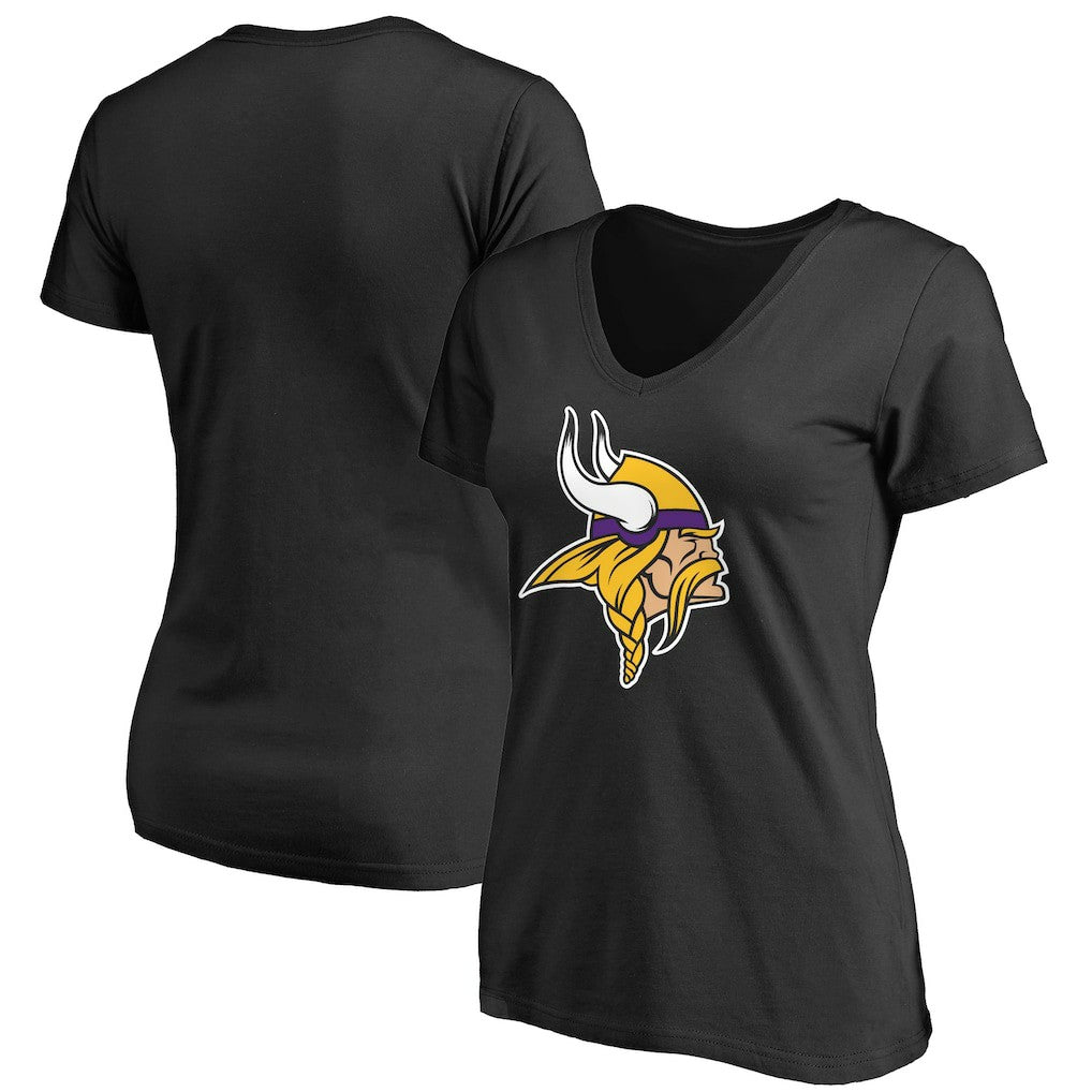 Minnesota Vikings Women's Primary Team Logo V-Neck T-Shirt - Black for sale