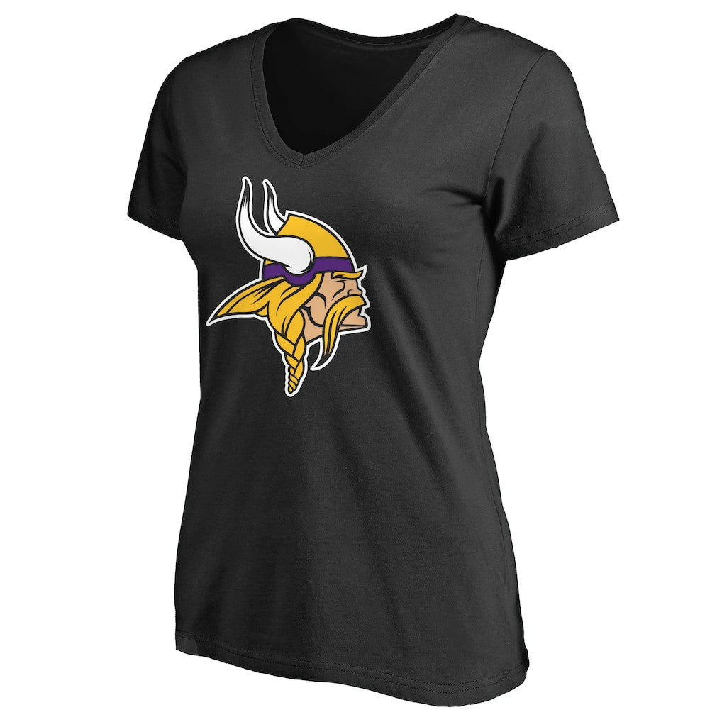Minnesota Vikings Women's Primary Team Logo V-Neck T-Shirt - Black for sale