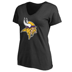 Minnesota Vikings Women's Primary Team Logo V-Neck T-Shirt - Black for sale