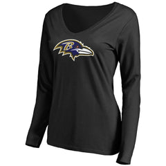 Baltimore Ravens Women's Primary Team Logo V-Neck Long Sleeve T-Shirt - Black online