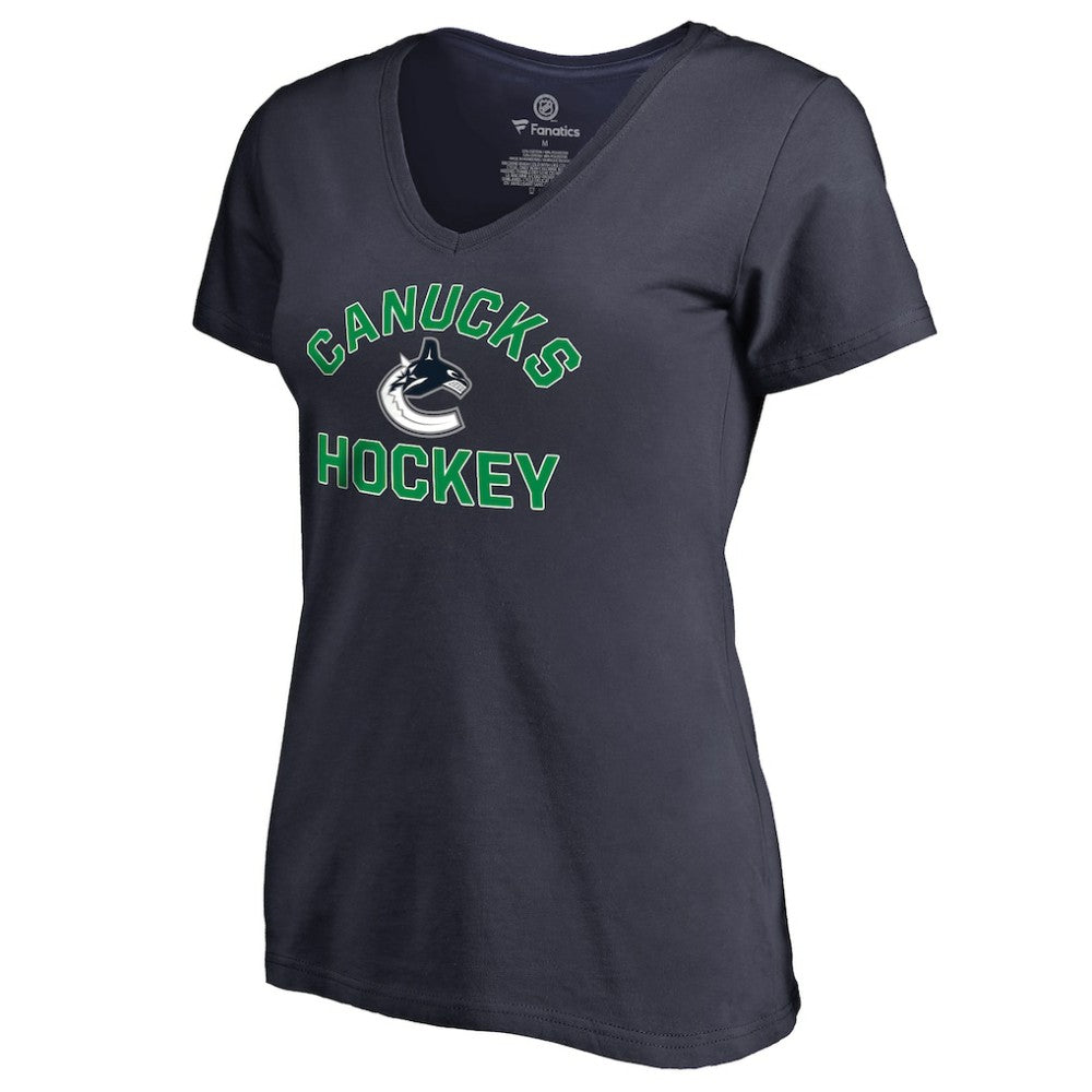 Vancouver Canucks Women's Overtime V-Neck T-Shirt - Navy T-shirts