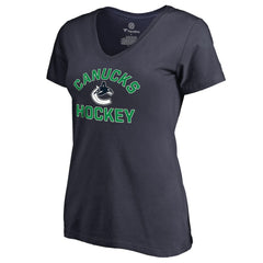 Vancouver Canucks Women's Overtime V-Neck T-Shirt - Navy T-shirts