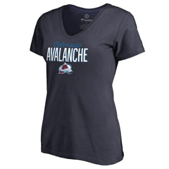 Colorado Avalanche Women's Nostalgia V-Neck T-Shirt - Navy T-shirts