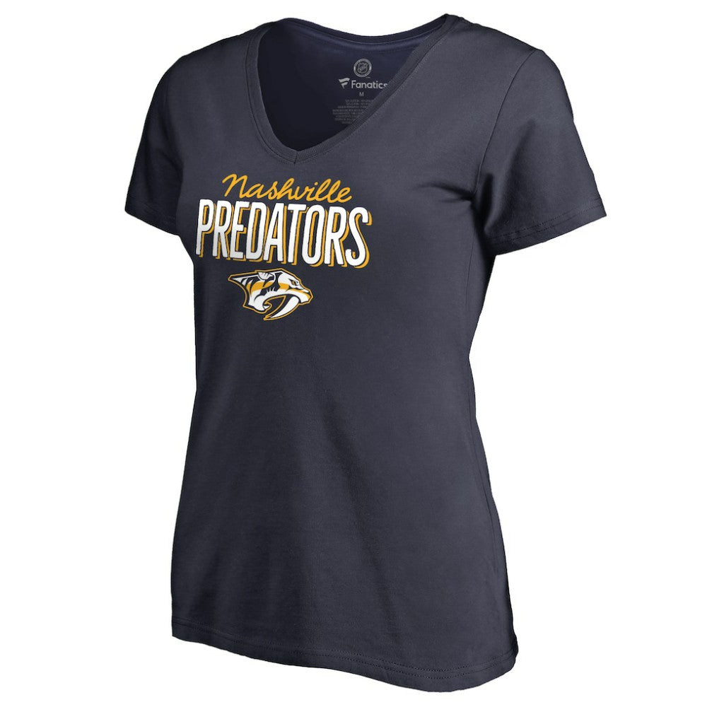 Nashville Predators Women's Nostalgia V-Neck T-Shirt - Navy T-shirts