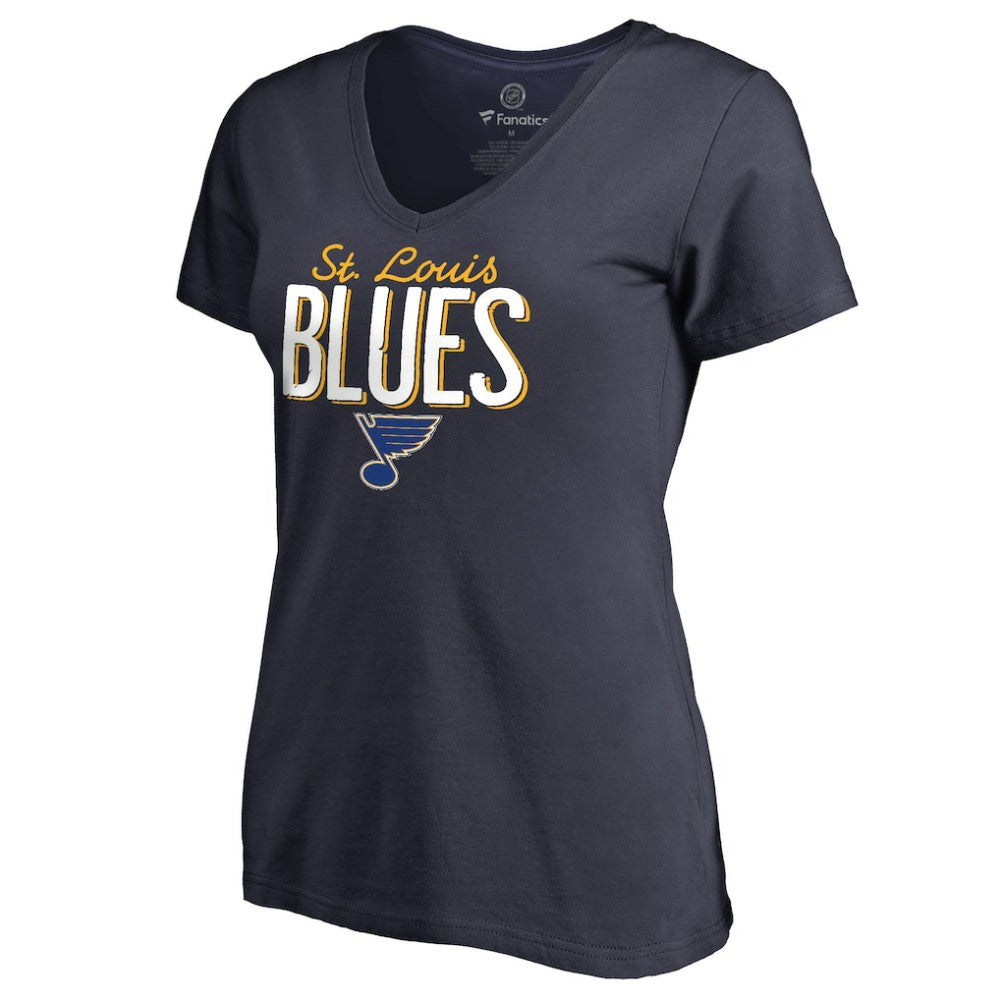 St. Louis Blues Women's Nostalgia V-Neck T-Shirt - Navy T-shirts