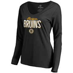 Boston Bruins Women's Nostalgia Long Sleeve T-Shirt - Black T-shirts