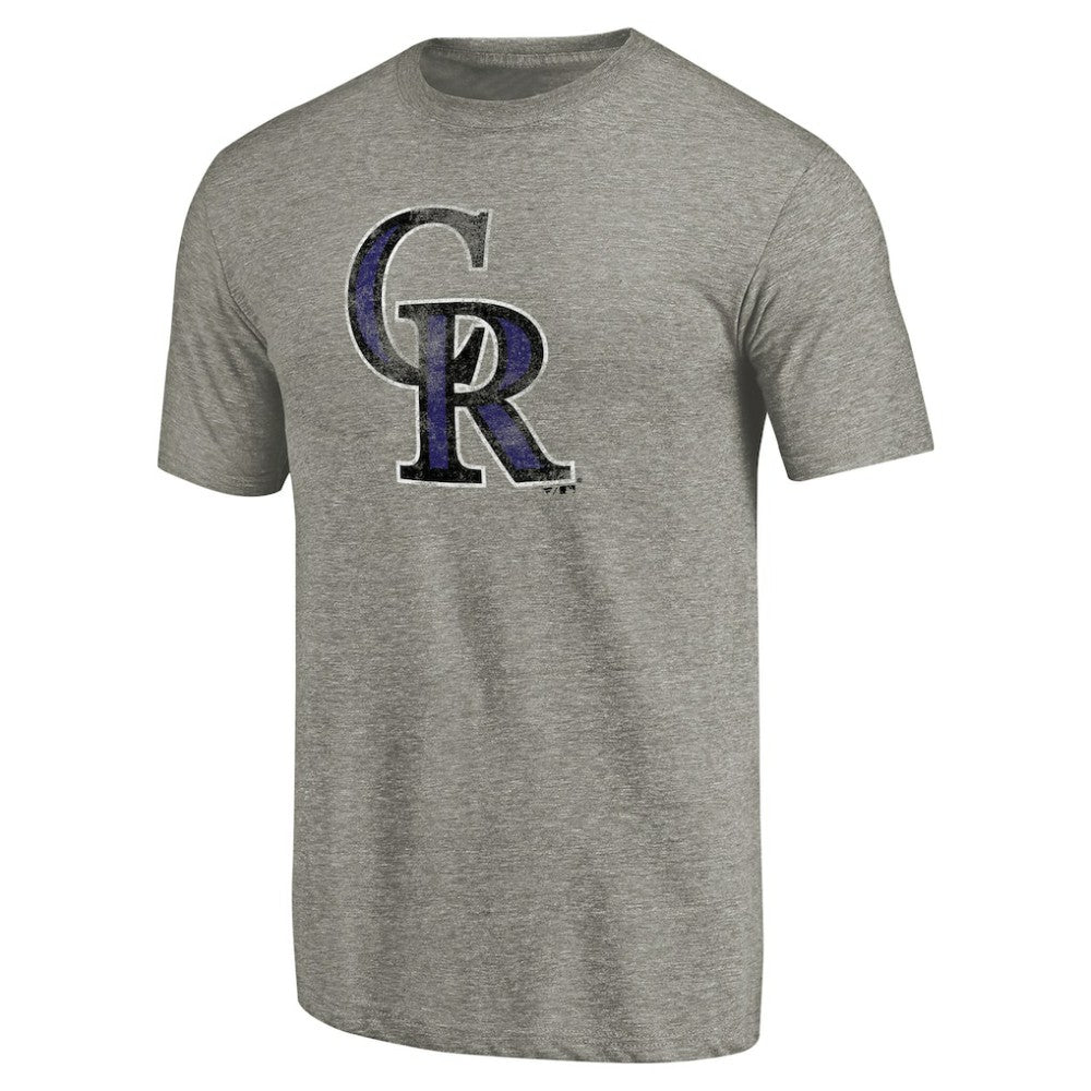 Colorado Rockies Distressed Team Tri-Blend T-Shirt Ash