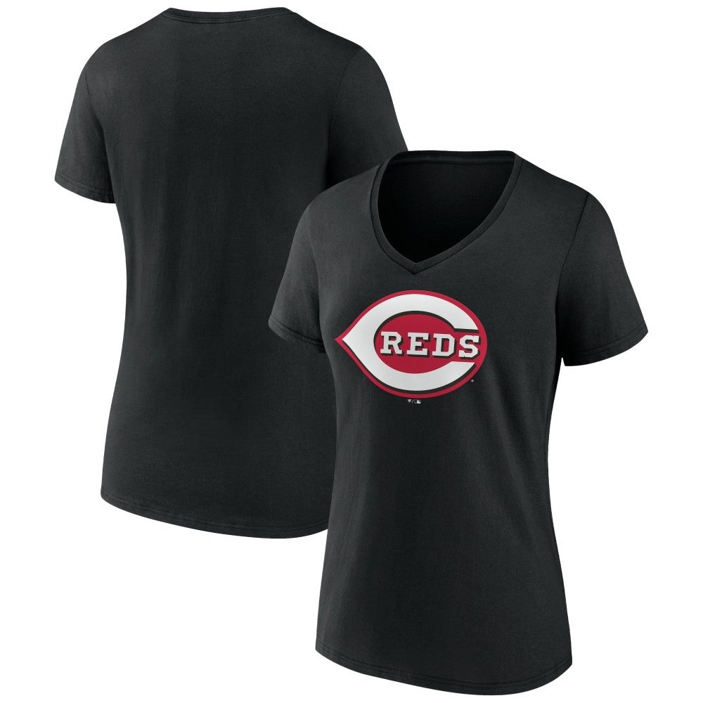Cincinnati Reds Women's Secondary Color Primary Logo T-Shirt Black