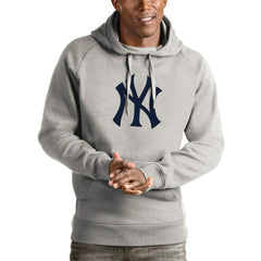 New York Yankees Antigua Victory Pullover Hoodie Heathered Gray