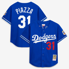 Mike Piazza Los Angeles Dodgers Cooperstown Collection Mesh Batting Practice Button-Up Jersey Royal