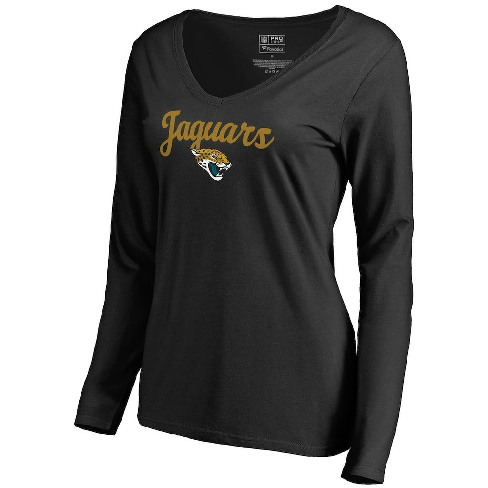 Jacksonville Jaguars Women's Freehand V-Neck Long Sleeve T-Shirt - Black cheap