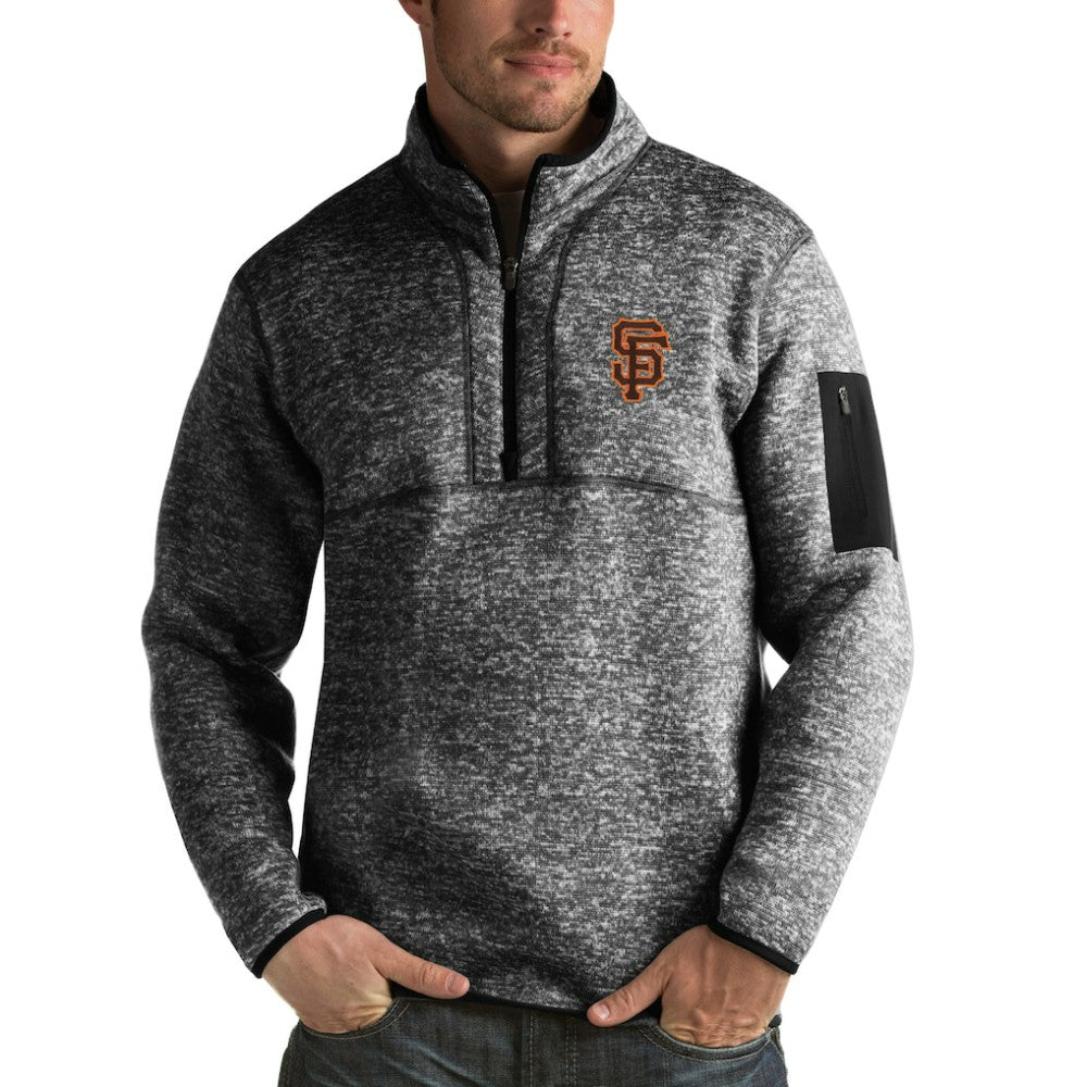 San Francisco Giants Antigua Fortune Half-Zip Sweater Heathered Black