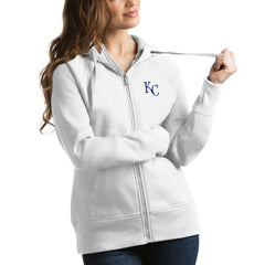 Kansas City Royals Antigua Women's Victory Full-Zip Hoodie White