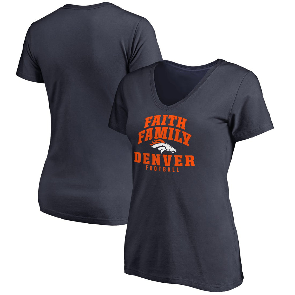Denver Broncos Women's Faith Family V-Neck T-Shirt - Navy cheap