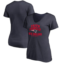 New England Patriots Women's Faith Family V-Neck T-Shirt - Navy on sale