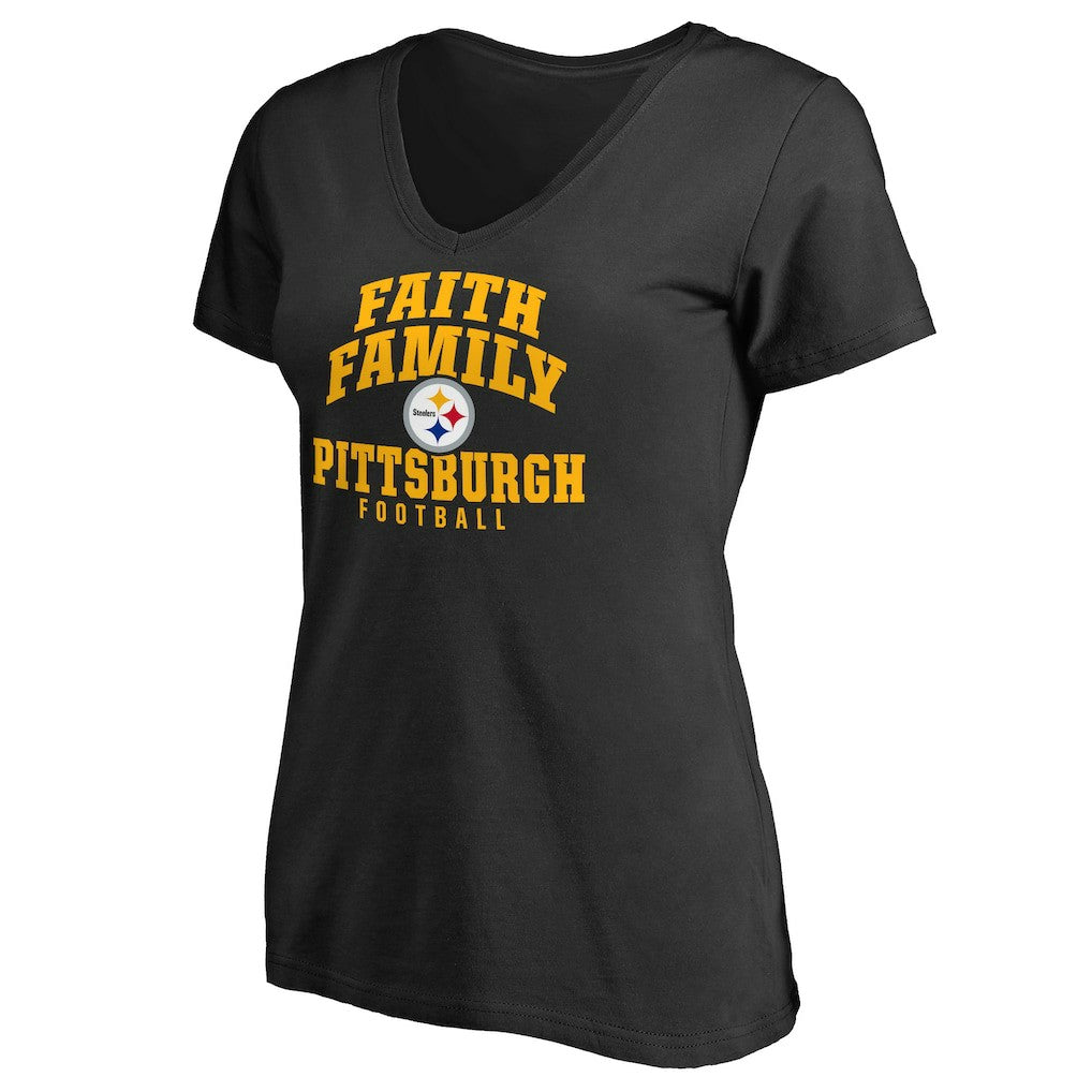 Pittsburgh Steelers Women's Faith Family T-Shirt - Black for sale