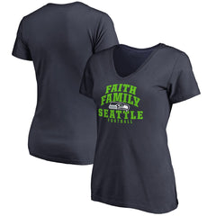 Seattle Seahawks Women's Faith Family V-Neck T-Shirt - Navy sale