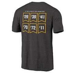 Boston Bruins Raise the Banner Tri-Blend T-Shirt - Heathered Black T-shirts