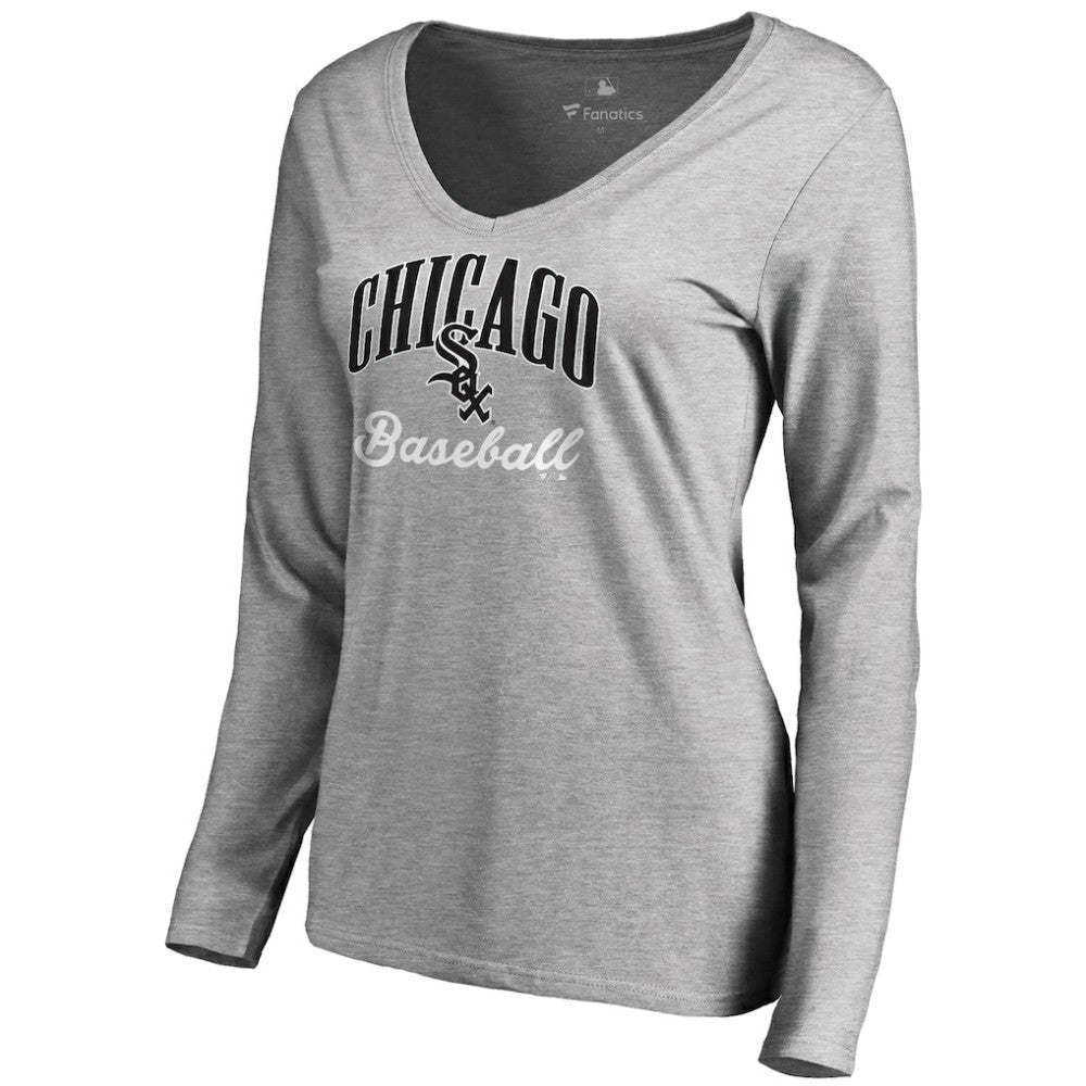 Chicago White Sox Women's Victory Script Long Sleeve T-Shirt Ash