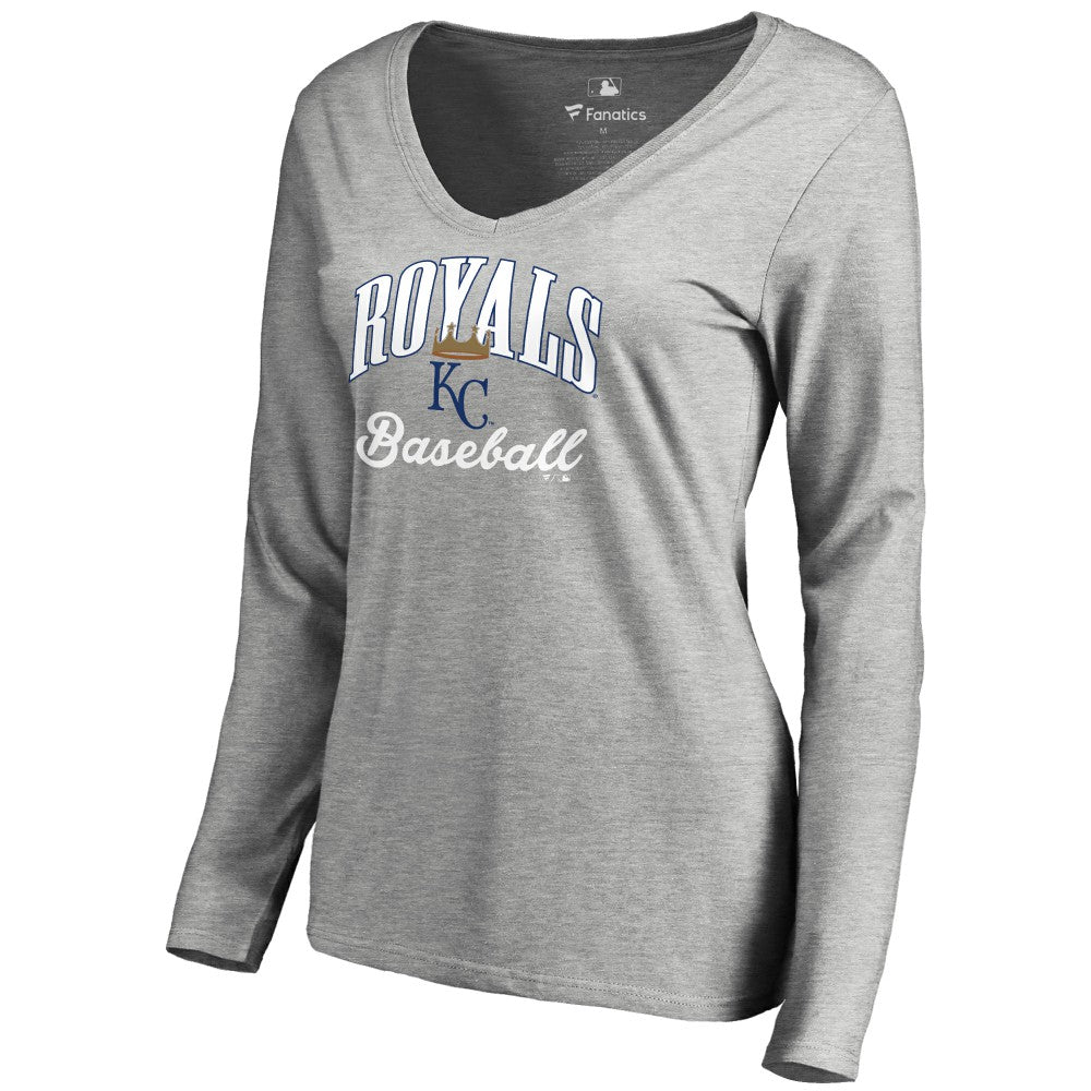 Kansas City Royals Women's Victory Script Long Sleeve T-Shirt Ash