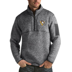 Pittsburgh Penguins Antigua Fortune 1/2-Zip Pullover Jacket - Charcoal Pullover