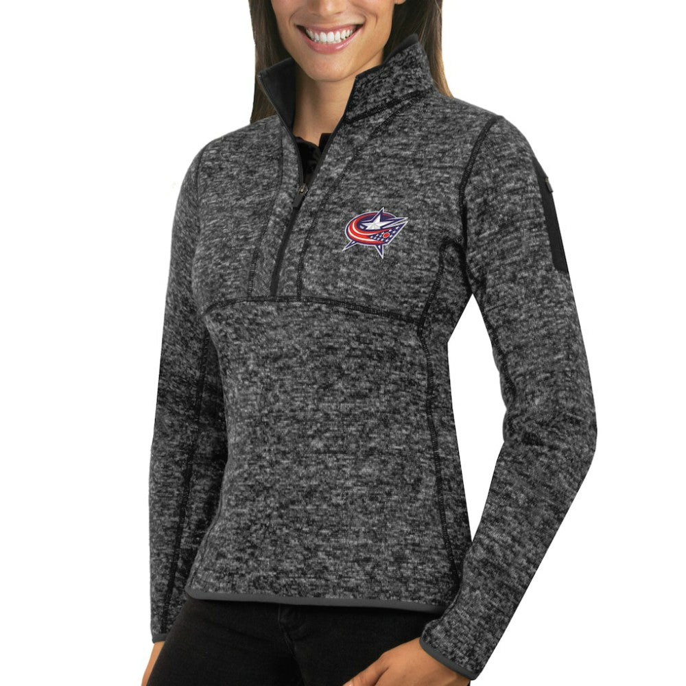 Columbus Blue Jackets Antigua Women's Fortune Half-Zip Sweatshirt - Charcoal Sweatshirts