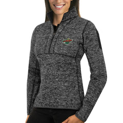 Minnesota Wild Antigua Women's Fortune Half-Zip Sweatshirt - Charcoal Sweatshirts