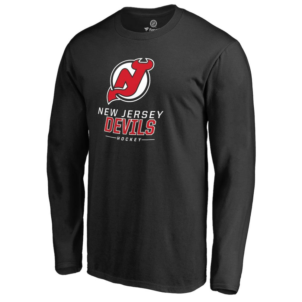 New Jersey Devils Team Lockup Long Sleeve T-Shirt - Black T-shirts