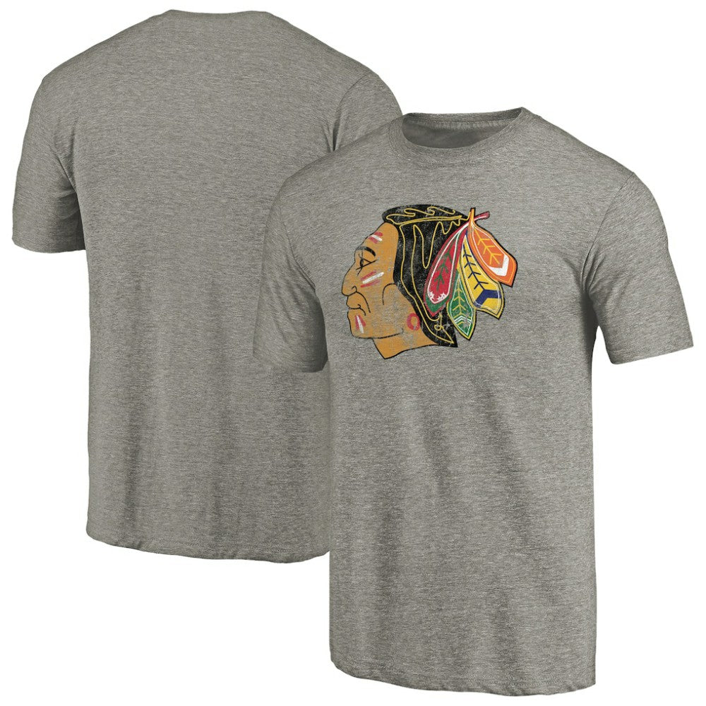 Chicago Blackhawks Throwback Logo 1960-1961 Tri-Blend T-Shirt - Ash T-shirts