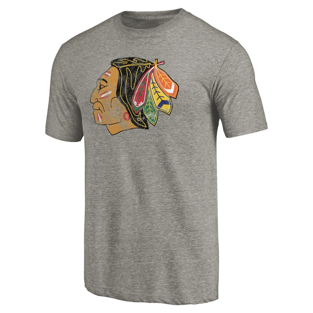 Chicago Blackhawks Throwback Logo 1960-1961 Tri-Blend T-Shirt - Ash T-shirts