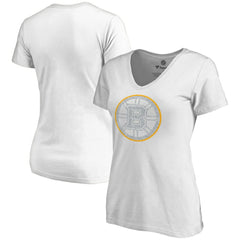 Boston Bruins Women's Whiteout V-Neck T-Shirt - White T-shirts