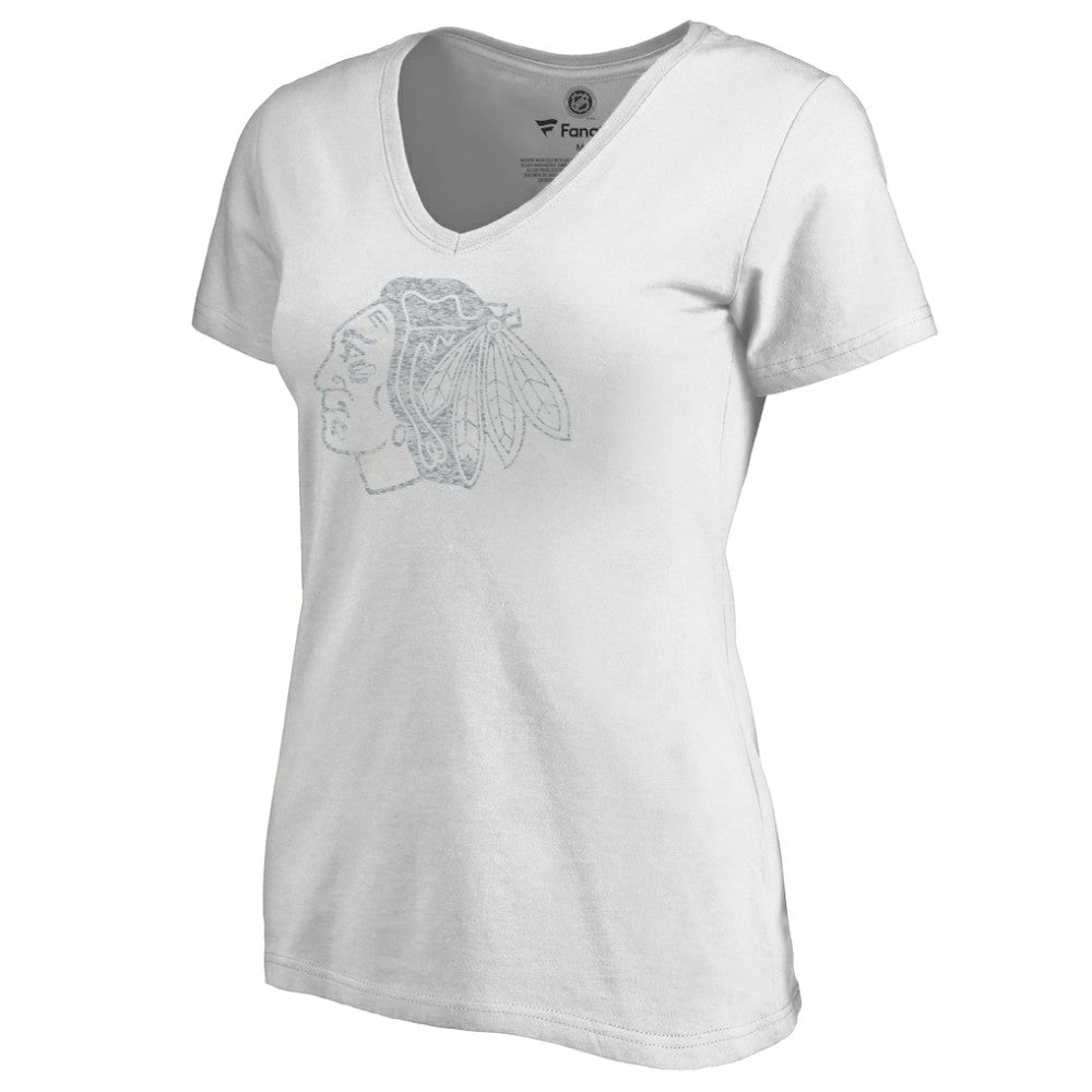 Chicago Blackhawks Women's Whiteout V-Neck T-Shirt - White T-shirts