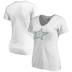 Dallas Stars Women's Whiteout V-Neck T-Shirt - White T-shirts