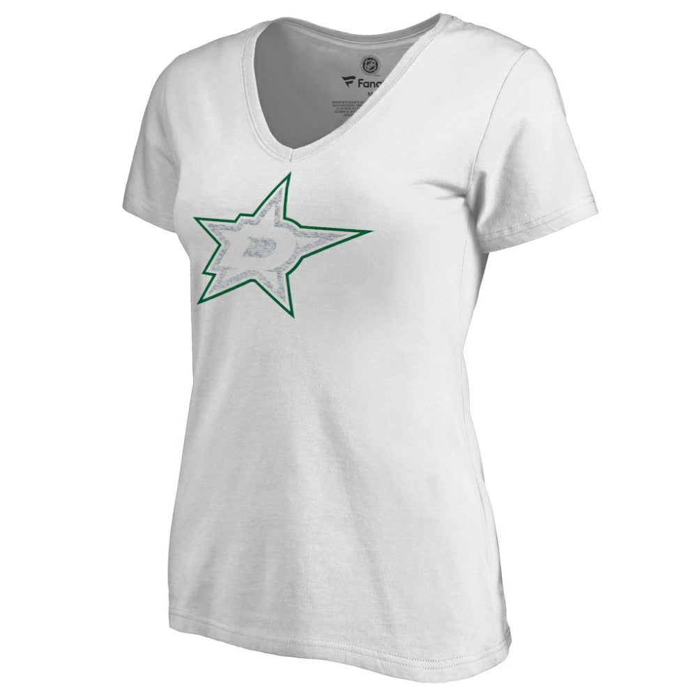 Dallas Stars Women's Whiteout V-Neck T-Shirt - White T-shirts