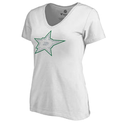 Dallas Stars Women's Whiteout V-Neck T-Shirt - White T-shirts