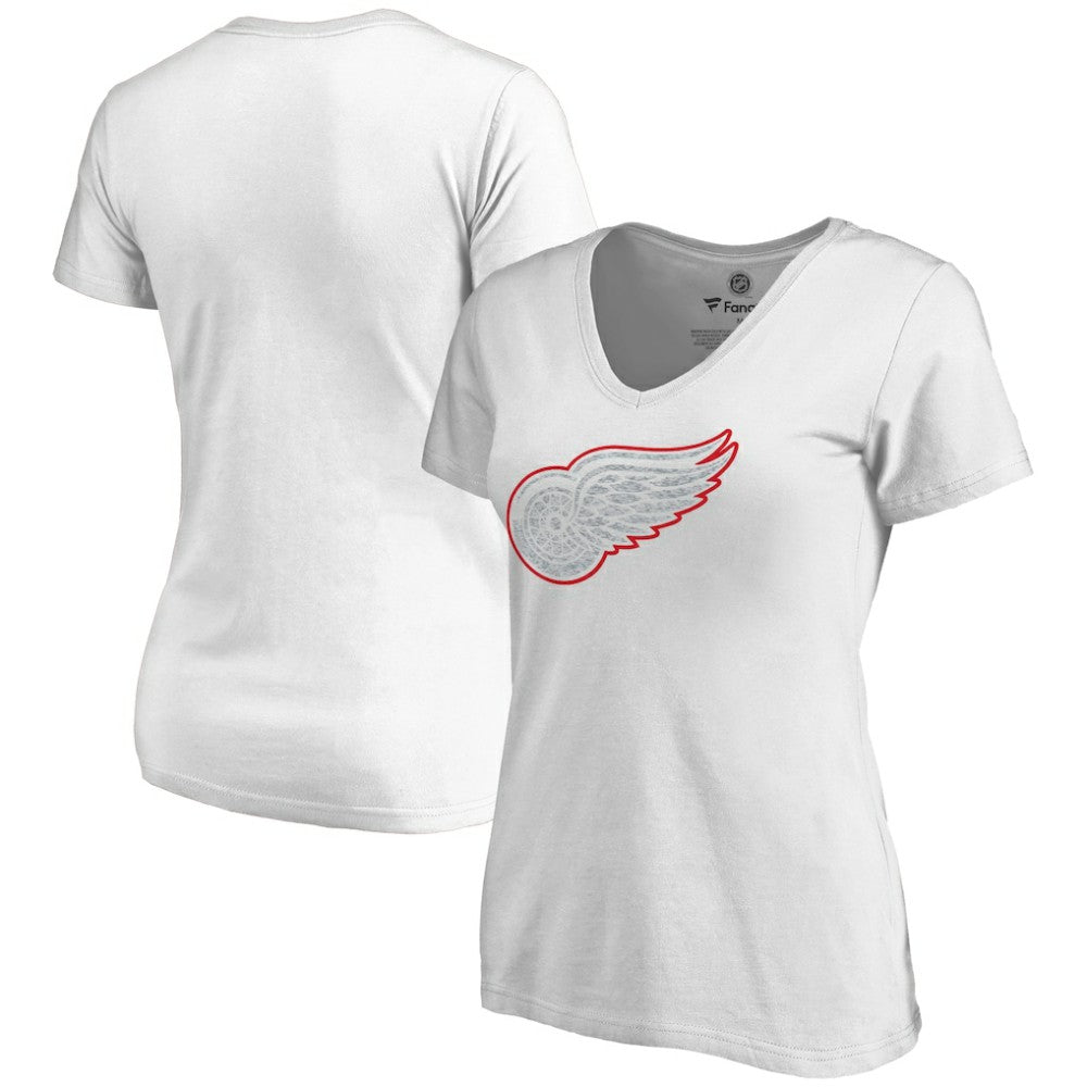 Detroit Red Wings Women's Whiteout V-Neck T-Shirt - White T-shirts