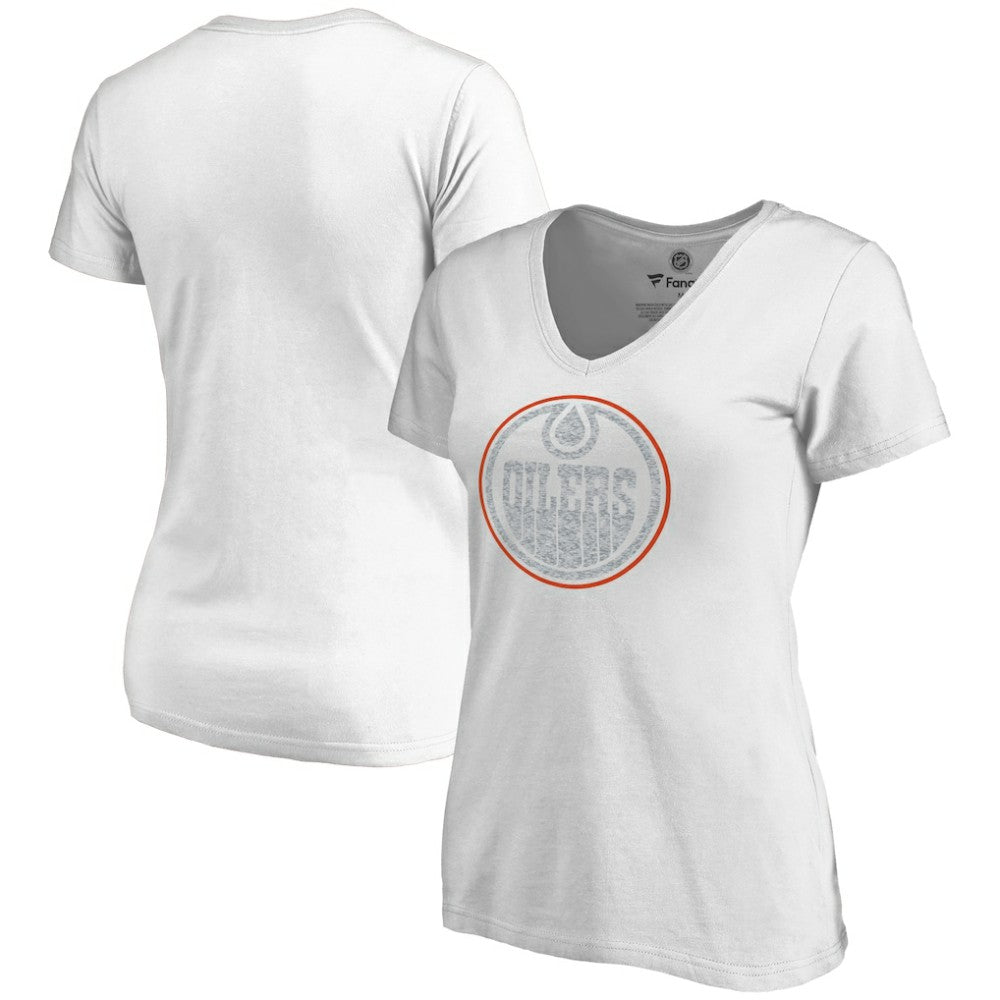 Edmonton Oilers Women's Whiteout V-Neck T-Shirt - White T-shirts
