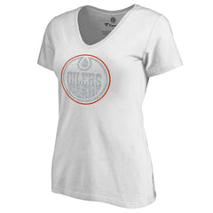 Edmonton Oilers Women's Whiteout V-Neck T-Shirt - White T-shirts