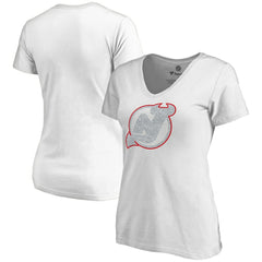New Jersey Devils Women's Whiteout V-Neck T-Shirt - White T-shirts
