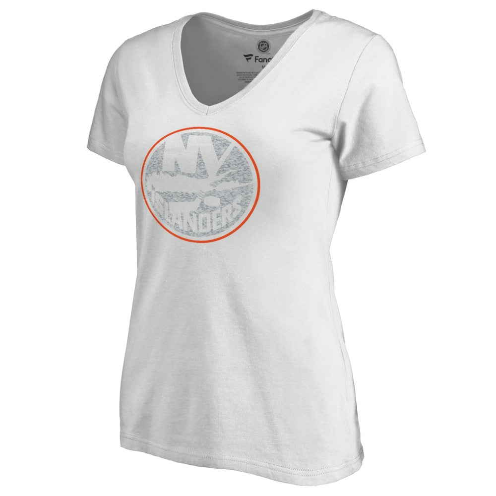 New York Islanders Women's Whiteout V-Neck T-Shirt - White T-shirts