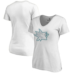 San Jose Sharks Women's Whiteout V-Neck T-Shirt - White T-shirts